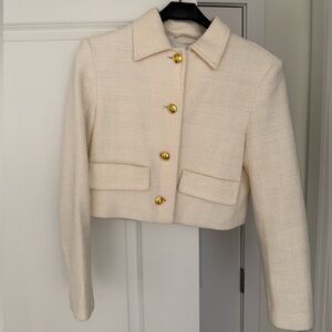 Aritzia Babaton Cream Blazer with Gold Accents
